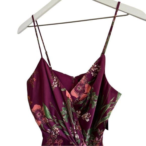 NWT Lulus Effortless Adoration Wine Red Floral Print Satin Cami Top, Size S - Picture 7 of 9